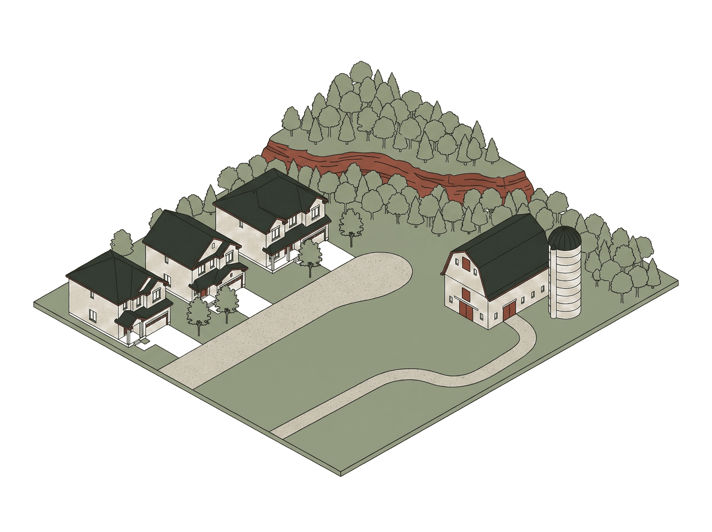 Illustration of a Caledon neighbourhood