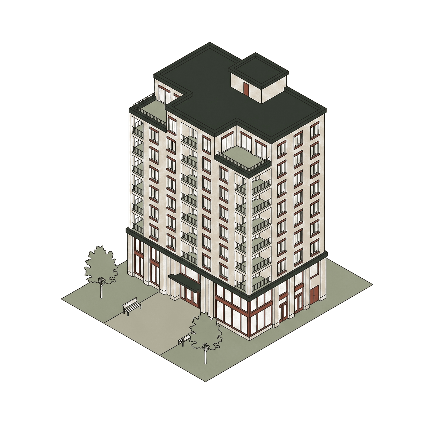 Illustration of condos homes