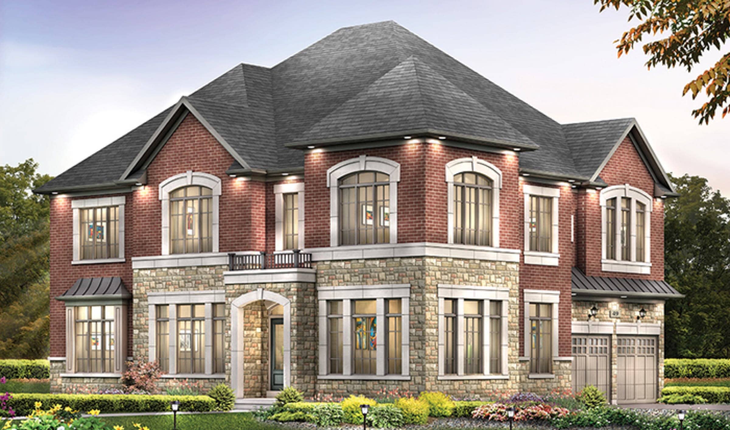 Large red-brick and stone detached estate home